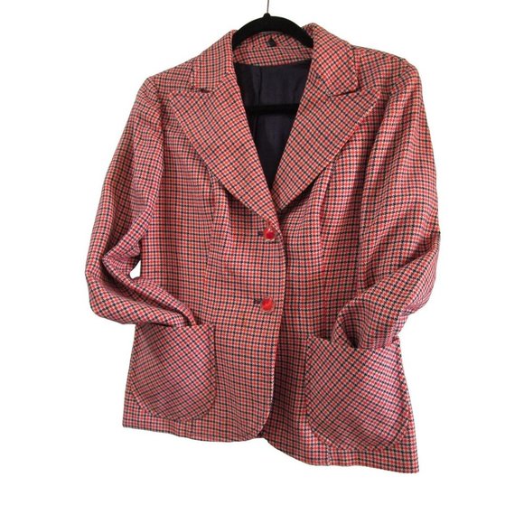 Houndstooth Tattersall Womans Wool Blend Vintage Jacket Creazion Loran GUC - Picture 3 of 16